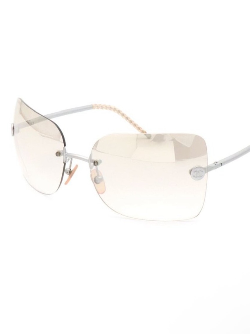 🌟 Rare! Chanel Rimless Clear Lens Sunglasses